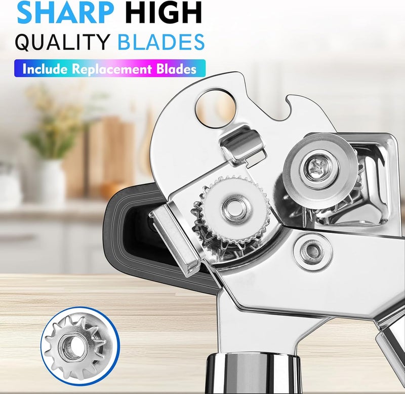 SOVARCATE Can Opener Manual Heavy Duty Multifunctional with Magnet Lift [Ergonomic Curved Handle Grip] Stainless Steel, Arthritis-Friendly, Kitchen Tool for Seniors, Kitchen Essentials, Camping, Bottle Opener - Image 4